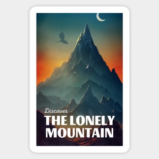 Discover The Lonely Mountain - Travel Poster - Fantasy Funny Sticker